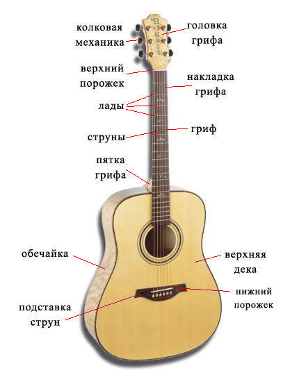 Части акустической гитары
